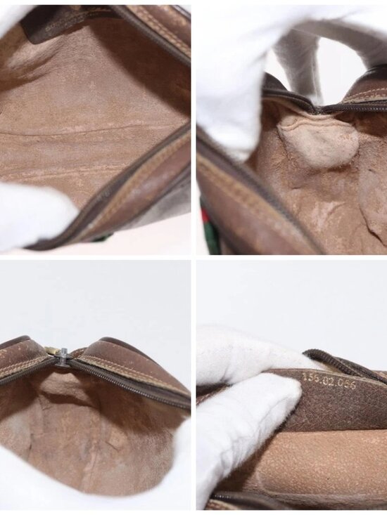 GUCCI GG Supreme Web Sherry Line Bag PVC Beige Gold 156 02 066 Auth BA10344 - Picture 14 of 15